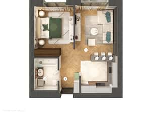 Studio dublu cu grădină - Tip 2A — miniatura 1