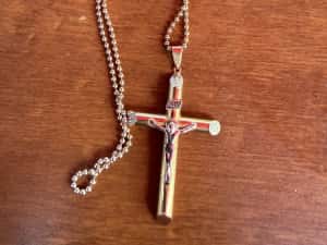 Lant si cruce aur 14 karate — miniatura 1