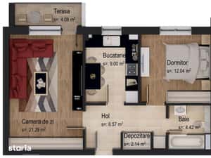 Apartament cu 2 camere - Zona Tractorul, str. Nicolae Labiș — miniatura 4