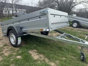 Remorcă nouă basculabilă 242x132x39 cm, 750kg , monoax / dublu ax, șasiu sudat, posibilitate RATE!!