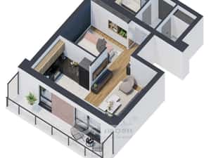 Apartament 1 cameră, 46,29 mp – design modern & finisaje premium — miniatura 3