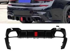 Difuzor LED cu Splitere Bara M BMW G20 G21, Evacuari Duble, 340 style