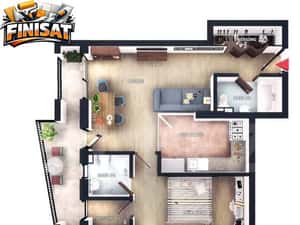 Apartament 2 camere, FINISAT, terasa 19mp, CF, 2 bai, parcare, boxa |