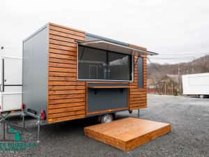 Rulota comerciala,CAFENEA,FAST FOOD, cu design rustic ,lemn !! — miniatura 3