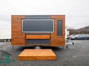 Rulota comerciala,CAFENEA,FAST FOOD, cu design rustic ,lemn !! — miniatura 5