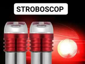 Set Două Becuri Led Cu Stroboscop Si Lumină Roșie/P21W-1157 — miniatura 3