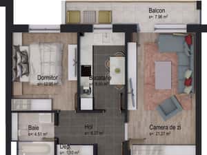 Apartament cu 2 camere în construcție