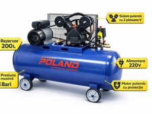 Compresor profesional 200L 8 bari 2 pistoane 220V — miniatura 3