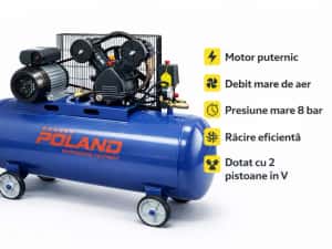 Compresor profesional 200L 8 bari 2 pistoane 220V — miniatura 7