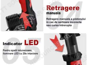 masina sertizat 3 in 1, 2 baterii 5Ah, bacuri TH U V M, cabluri CU/AL — miniatura 4