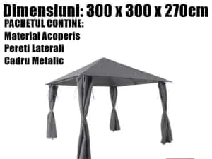 Pavilion CORT Umbrela Cadru Metal Gradina Terasa Curte  3x3x2.7M BC — miniatura 5