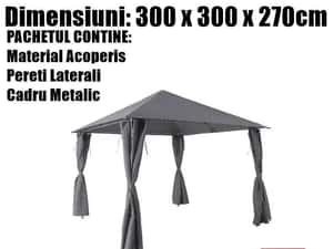 Pavilion CORT Umbrela Cadru Metal Gradina Terasa Curte  3x3x2.7M BC — miniatura 9