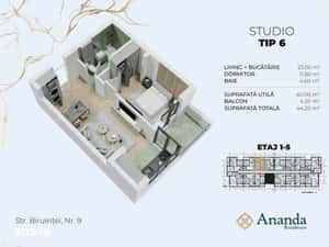 Metrou Berceni| Studio cu balcon| Ananda Residence Faza 2 — miniatura 4
