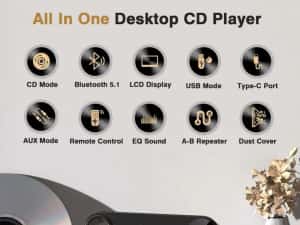 Import Amazon - CD Player Portabil MP3 - bluetooth - difuzor incorporat - nou! — miniatura 3