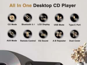Import Amazon - CD Player Portabil MP3 - bluetooth - difuzor incorporat - nou! — miniatura 7