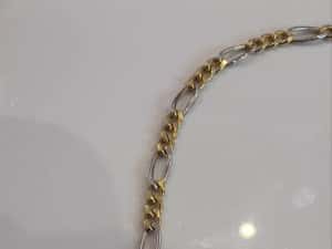 Lanț aur galben-alb 14k nou.Greutate:3,85g, Lungime:45cm, Grosime:3mm