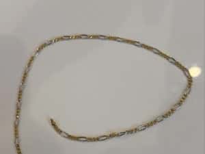 Lanț aur galben-alb 14k nou.Greutate:3,85g, Lungime:45cm, Grosime:3mm — miniatura 2