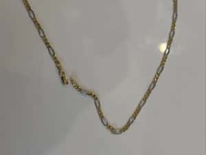 Lanț aur galben-alb 14k nou.Greutate:3,85g, Lungime:45cm, Grosime:3mm — miniatura 3