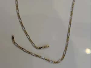 Lanț aur galben-alb 14k nou.Greutate:3,85g, Lungime:45cm, Grosime:3mm — miniatura 6