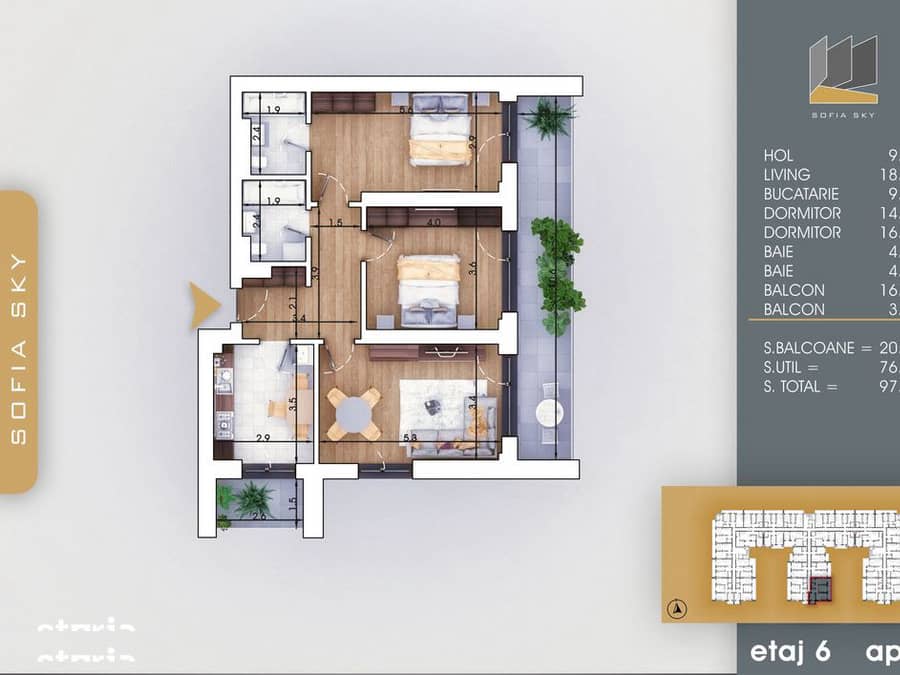 AP. 3CAM. SPATIOS(77MP)BLOC IN CURS DE FINALIZARE/ METROU N TECLU! — fotografie 1 din 6