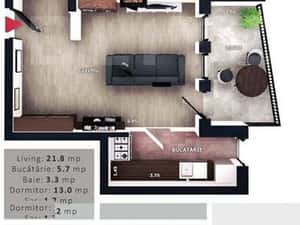 Apartament 2 camere, 45.50 mp, balcon, parcare subterana