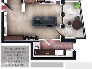 Apartament 2 camere, 45.50 mp, balcon, parcare subterana — miniatura 5
