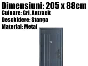 Usa Intrare Metalica Stanga Apartament  GRI 205x88cm + LivrGrat! BV — miniatura 2