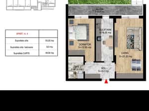 Apartament 2 camere cu curte 49mp | TH PALLADY | TITAN DISTRICT — miniatura 3
