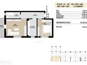 Apartament 2 camere decomandat Grand Arena Dealul Cucului. — miniatura 4