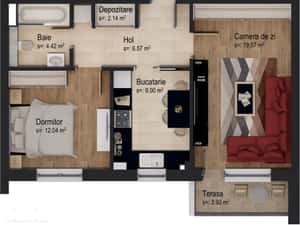 Apartament cu 2 camere Tip 2L + BOXĂ inclusă în preț — miniatura 3