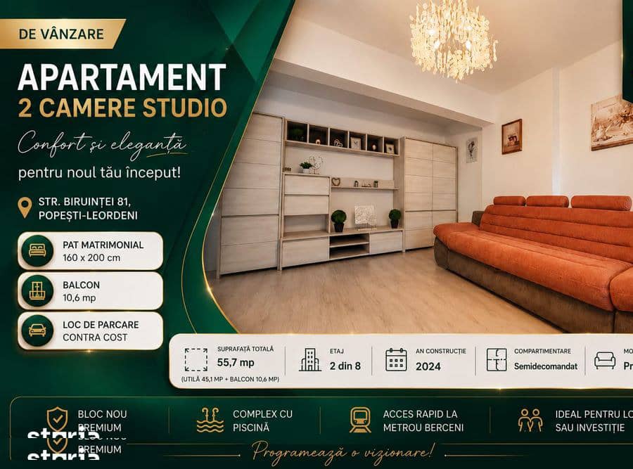 Apartament cochet 2 camere Metrou Berceni - 81 Residence | Piscină — fotografie 1 din 6