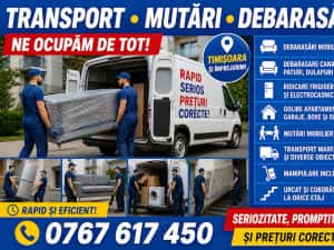 Transport Marfa Mobila Bagaje Mutari Timisoara Debarasari apartamente moloz saci