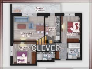 Apartament 3 camere Pallady – 80 mp, Decomandat, Comision 0 — miniatura 4