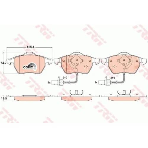 Placute frana Audi A4 Cabriolet, 04.2002-03.2009, A6 Avant, 03.2005-08.2011, Seat Exeo, 12.2008-, Skoda Superb, 12.2001-03.2008, Vw Golf 4, 08., TRW — fotografie 1 din 7