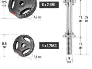 Set gantere reglabile din ciment cu discuri cu prindere 30KG — miniatura 2