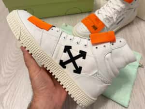 Adidasi OFF WHITE Court 3.0 - High White SNEAKERS Premium din Piele Full Box NOI — miniatura 3