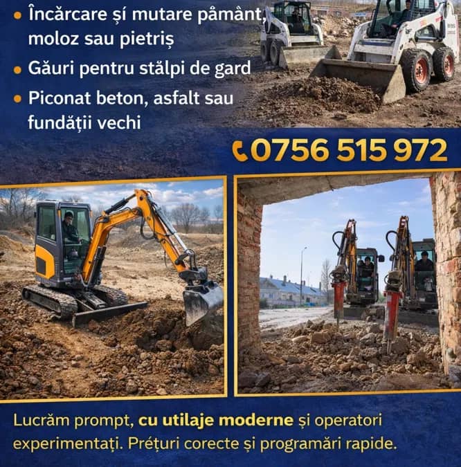 Inchiriez miniexcavator si bobcat — fotografie 1 din 10