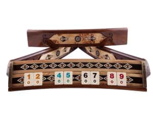 Joc de remi, remy, rummy din lemnn masiv si sidef pe semirotund 2643 — miniatura 2