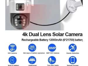 Camera de supraveghere dubla, Solara 4K HD 8MP WiFi Senzor de Miscare — miniatura 9