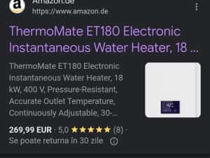 Încălzitor electronic instantaneu de apă ThermoMate ET180, 18 kW, 400 V, rezistent la presiune, temperatură precisă — miniatura 3