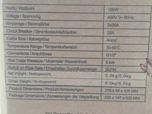 Încălzitor electronic instantaneu de apă ThermoMate ET180, 18 kW, 400 V, rezistent la presiune, temperatură precisă — miniatura 7