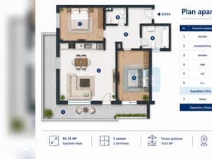 3 camere semidecomandat, et. 3/6+R - zona BMW / VIVO, Florești — miniatura 4