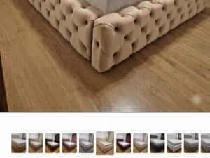 Pat tapițat cu structura de lemn masiv — miniatura 1