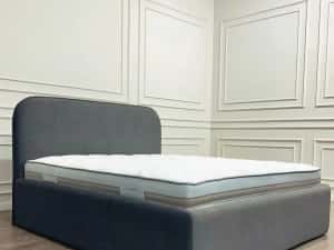 Pat tapițat cu structura de lemn masiv — miniatura 4