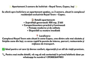 Apartament în Iași spre chirie modern 3 camere direct de la proprietar — miniatura 3