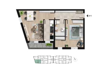 Apartament cu 2 camere Complex Rezidential Lacul Morii 19 — miniatura 3