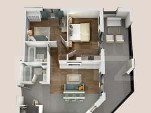 Apartament 3 camere, 2 bai, 75mp, 28mp terasa, zona Vivo