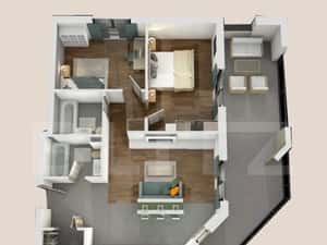 Apartament 3 camere, 2 bai, 75mp, 28mp terasa, zona Vivo — miniatura 4