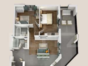 Apartament 3 camere, 2 bai, 75mp, 28mp terasa, zona Vivo — miniatura 5