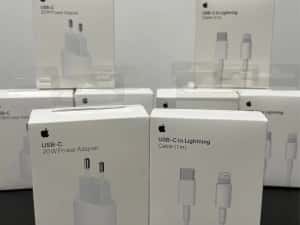 Incarcator rapid Apple 20W USB-C + Cablu Apple USB-C - Lightning (1m)